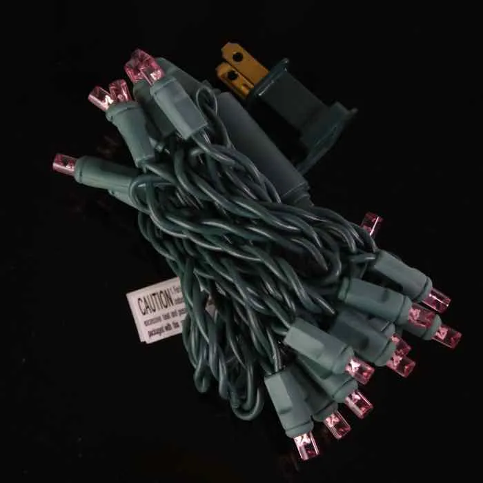 20-light Pink LED Craft Lights, Green Wire