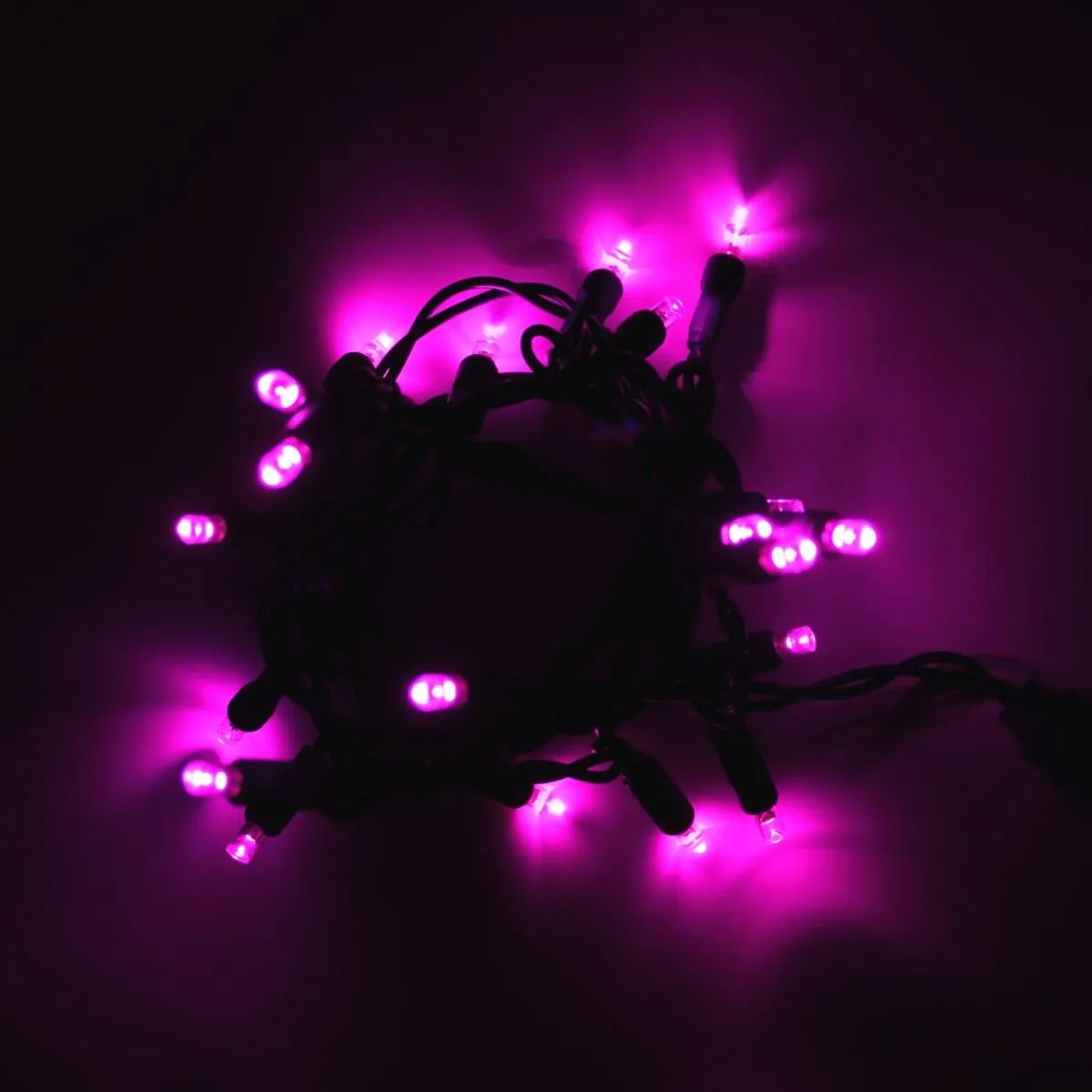 20-light Pink LED Craft Lights, Green Wire