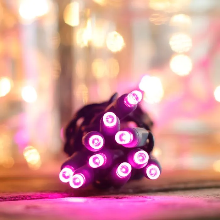 20-light Pink LED Craft Lights, Green Wire
