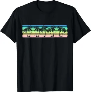 Beach Lover Palm Trees Summer Vibes Vintage Sunset Graphic T-Shirt