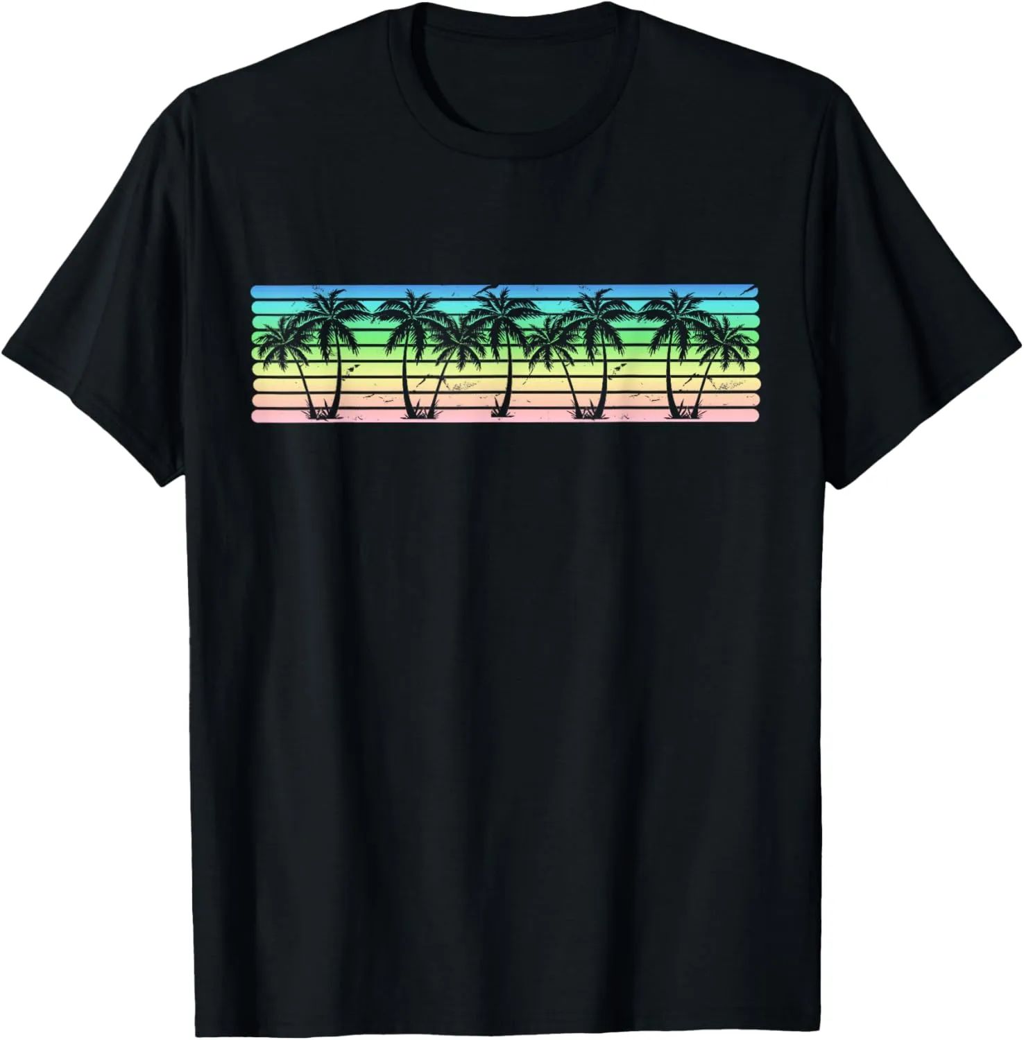 Beach Lover Palm Trees Summer Vibes Vintage Sunset Graphic T-Shirt