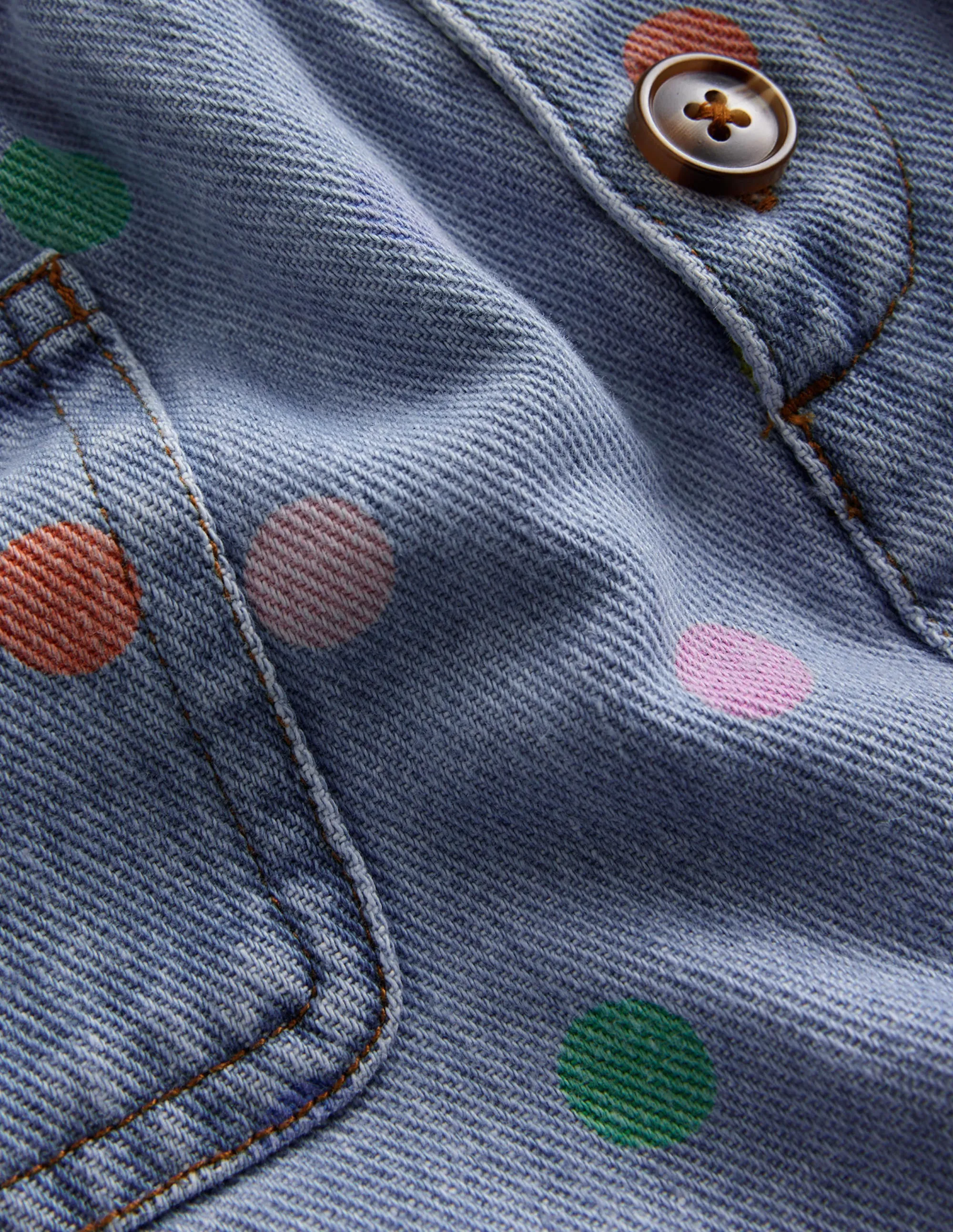 Button Pull-on Mini Skirt-Denim Multi Spot