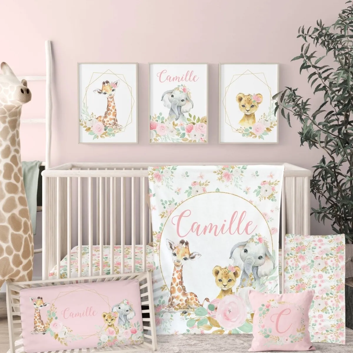 Floral Jungle Nursery Starter Crib Bedding Set