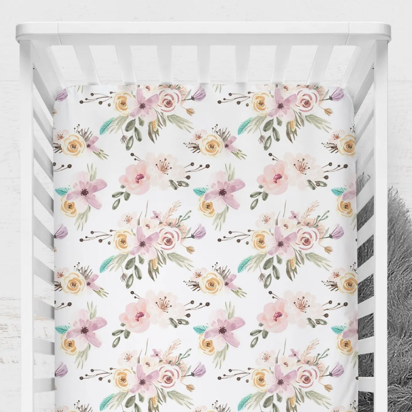 Floral Woodlands Nursery Starter Crib Bedding Set