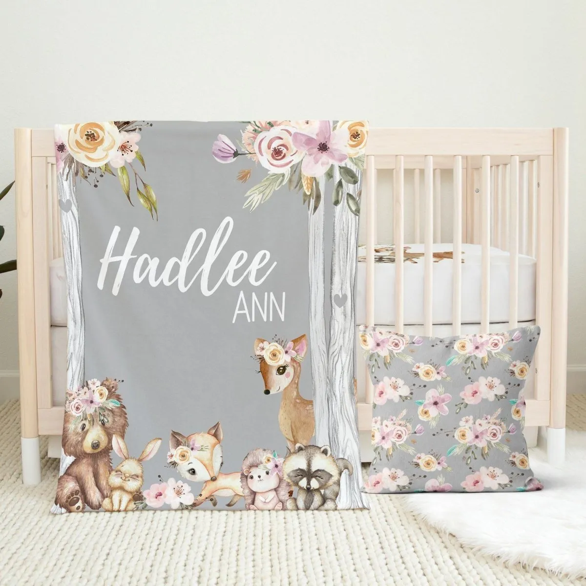 Floral Woodlands Nursery Starter Crib Bedding Set