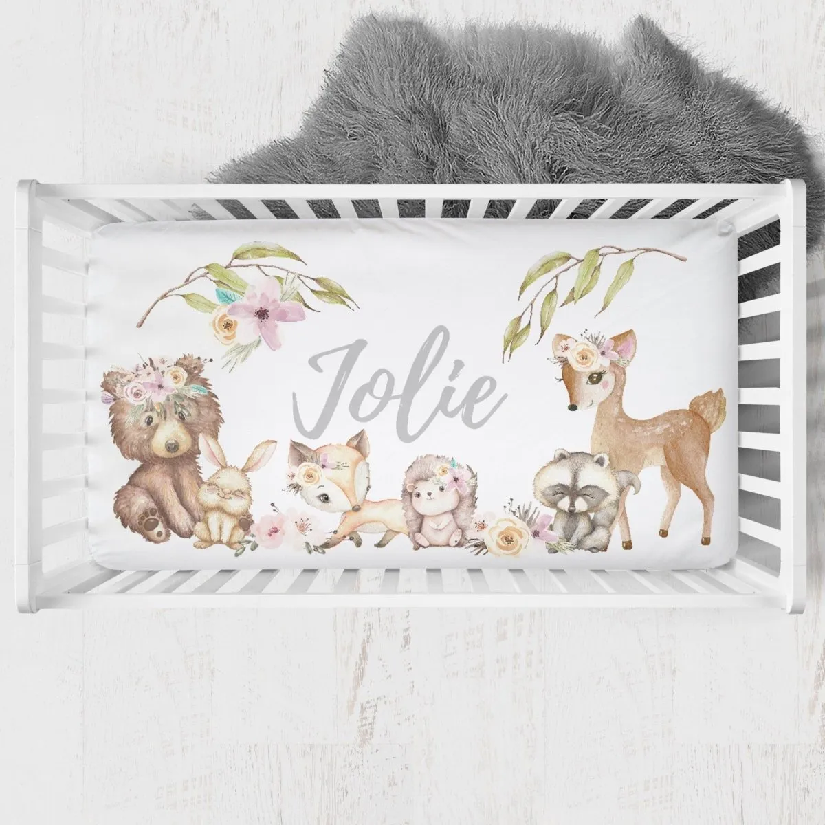 Floral Woodlands Nursery Starter Crib Bedding Set