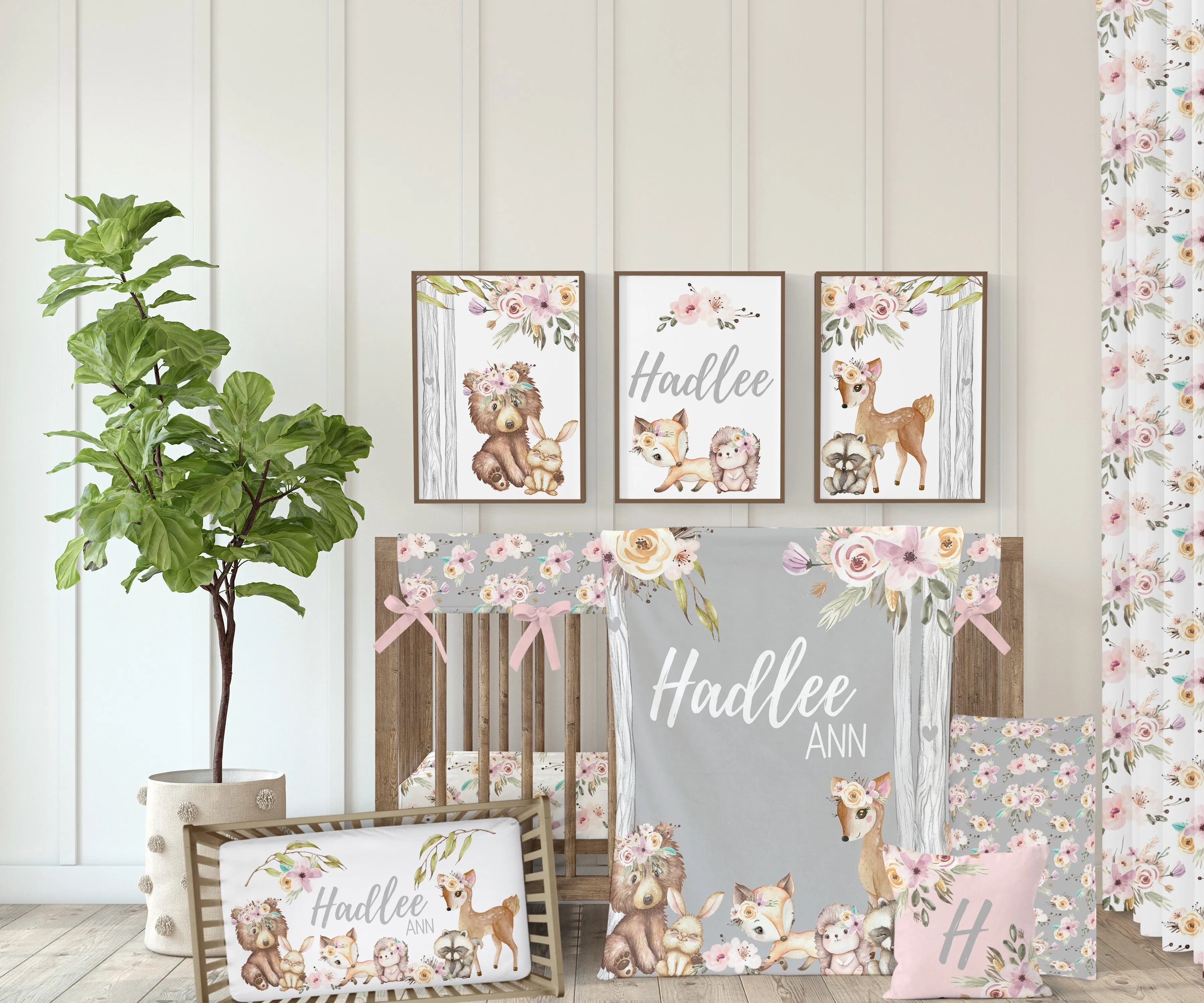 Floral Woodlands Nursery Starter Crib Bedding Set