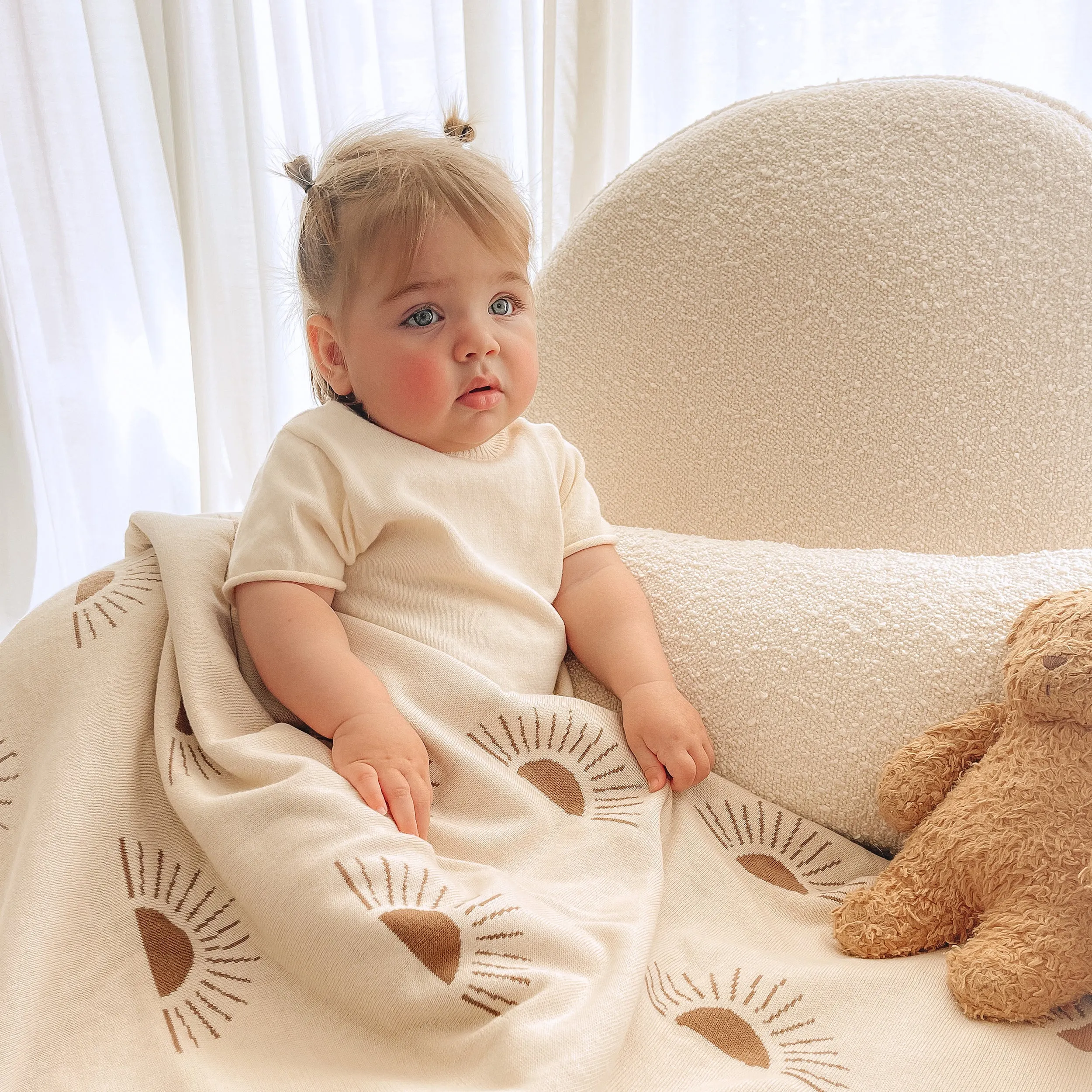 Fox & Fallow Reversible Blanket - Suns/Coffee