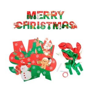 Merry Christmas Banner and Balloons