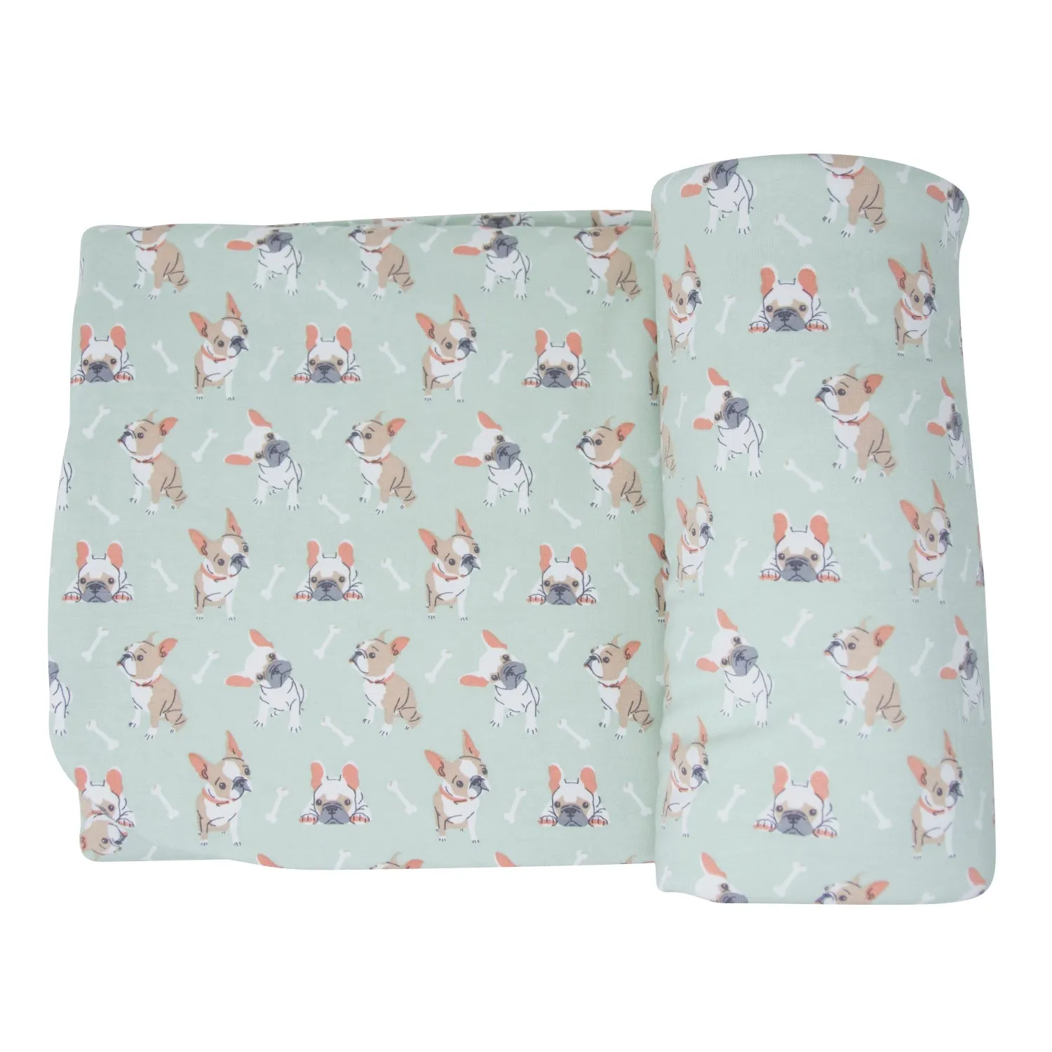 Mint Frenchie Puppy Cloud Blanket