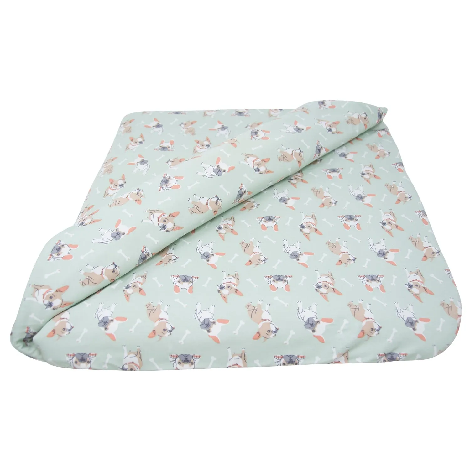 Mint Frenchie Puppy Cloud Blanket