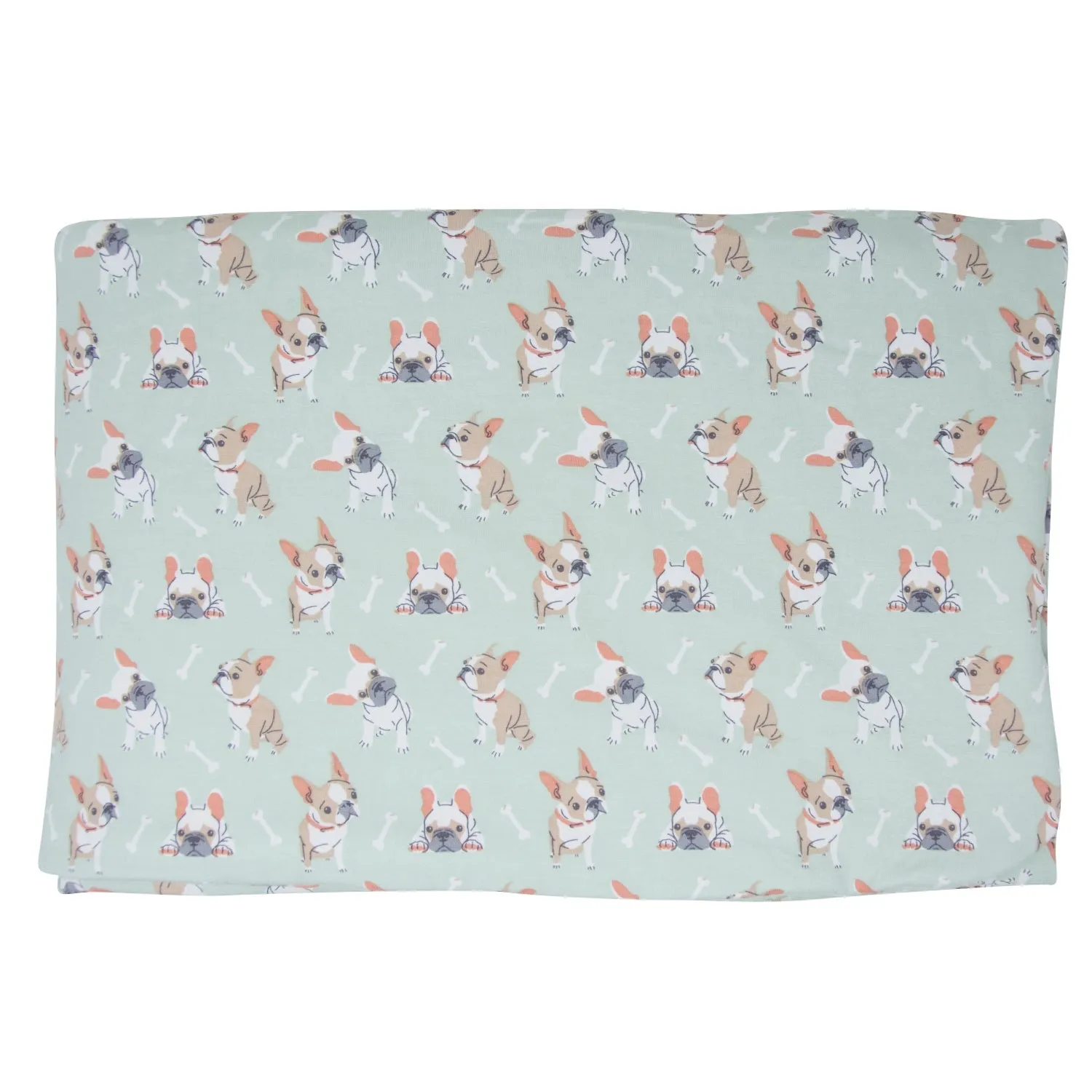 Mint Frenchie Puppy Cloud Blanket