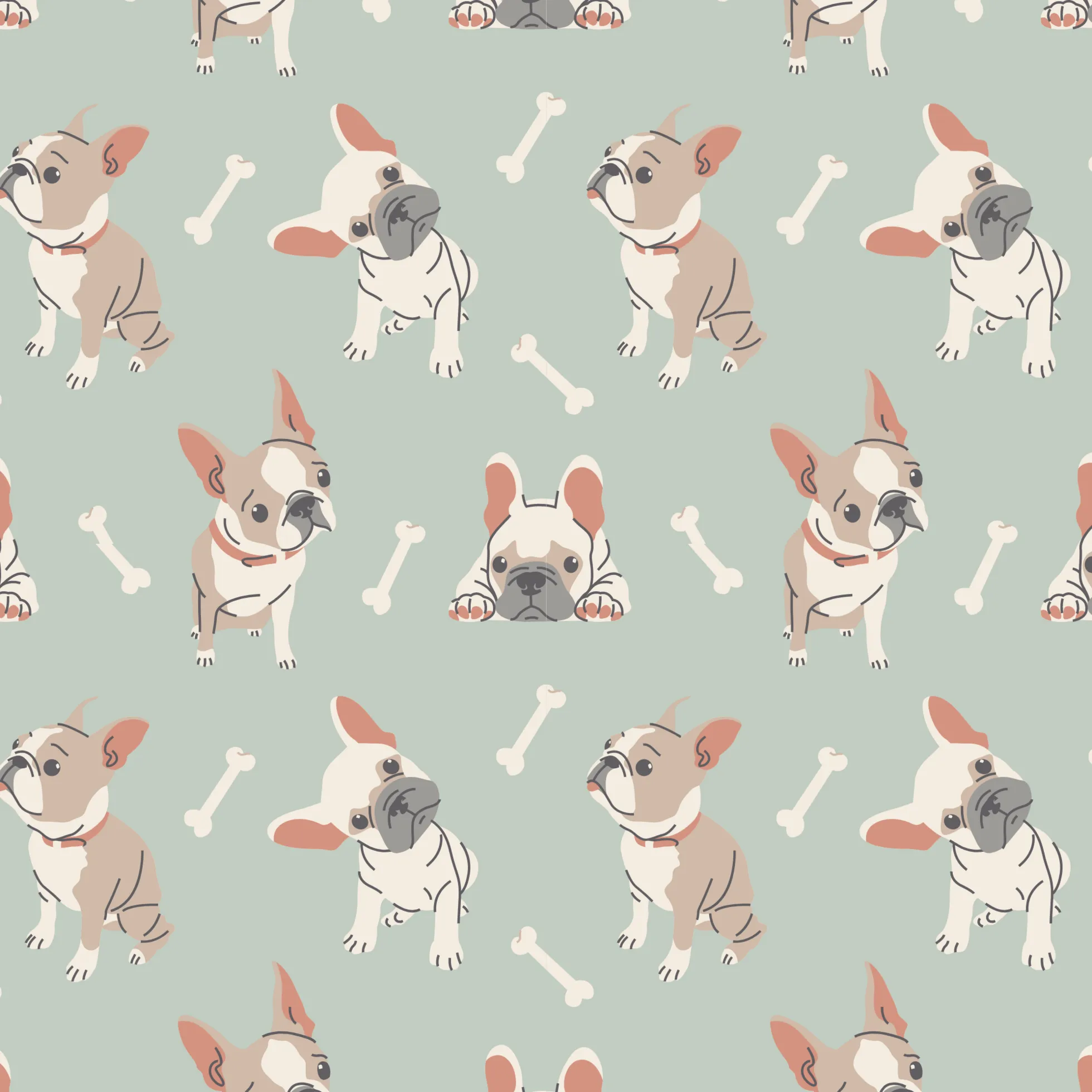 Mint Frenchie Puppy Cloud Blanket