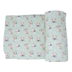 Mint Frenchie Puppy Cloud Blanket