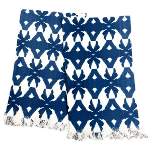 Palm Navy Throw Blanket