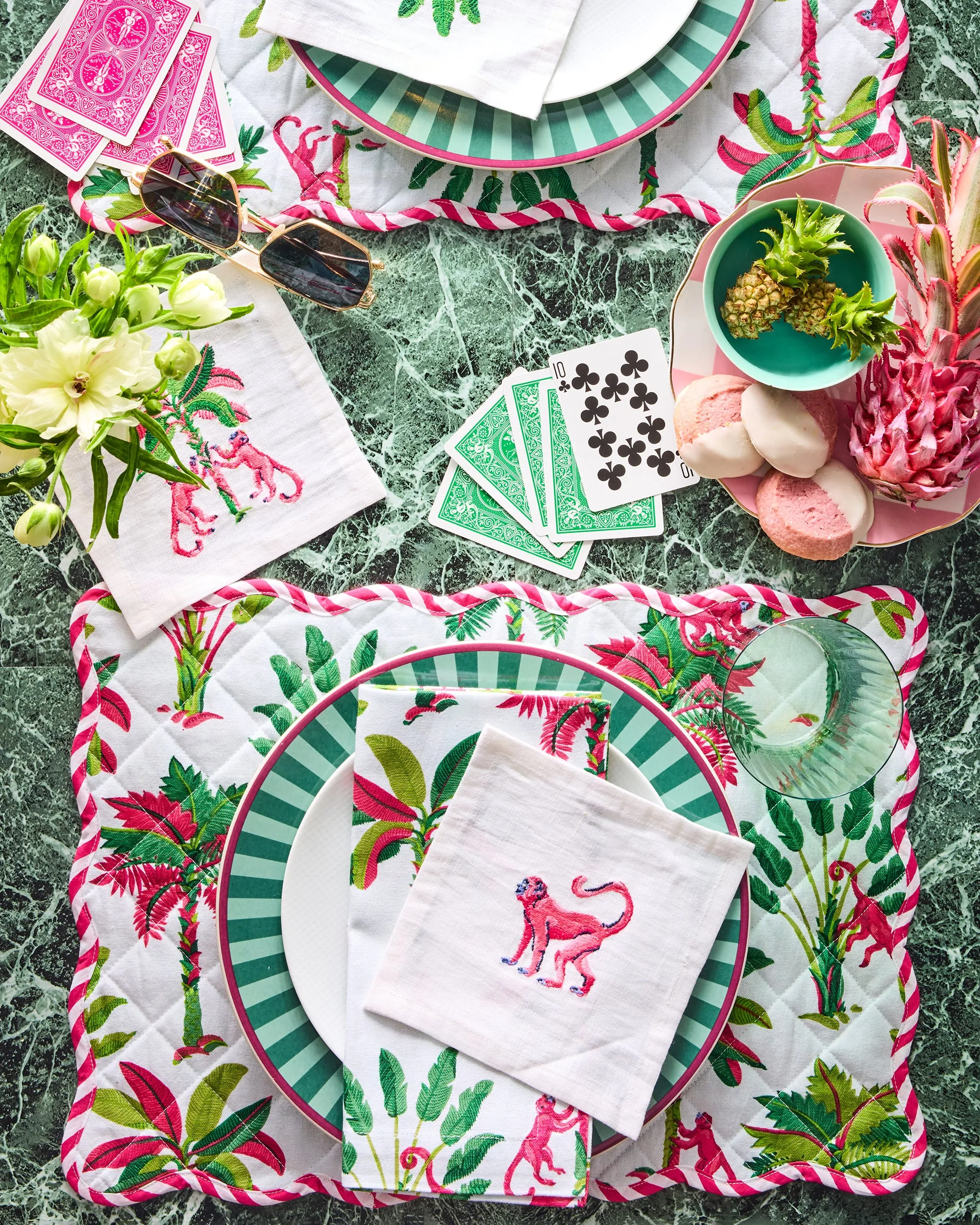 Royal Palms - Placemats Set Of 4 - Pink Basil