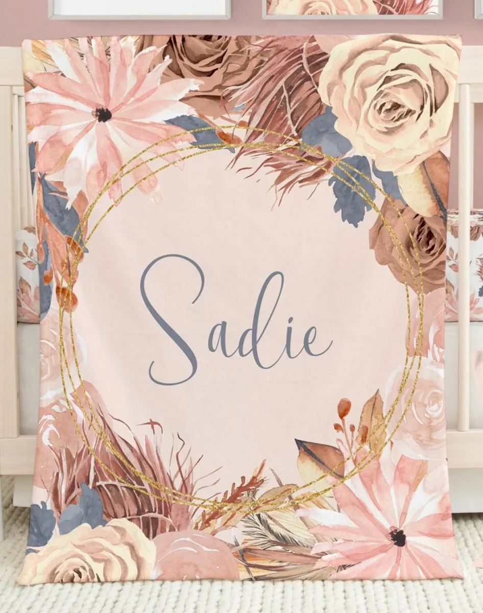 Soft Boho Floral Nursery Starter Crib Bedding Set