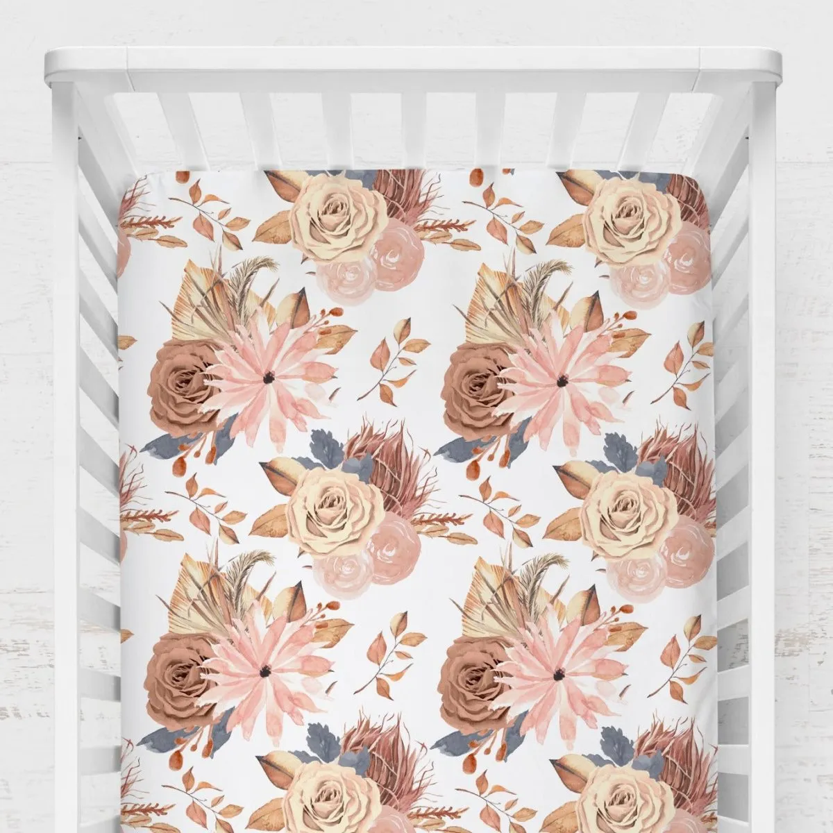 Soft Boho Floral Nursery Starter Crib Bedding Set
