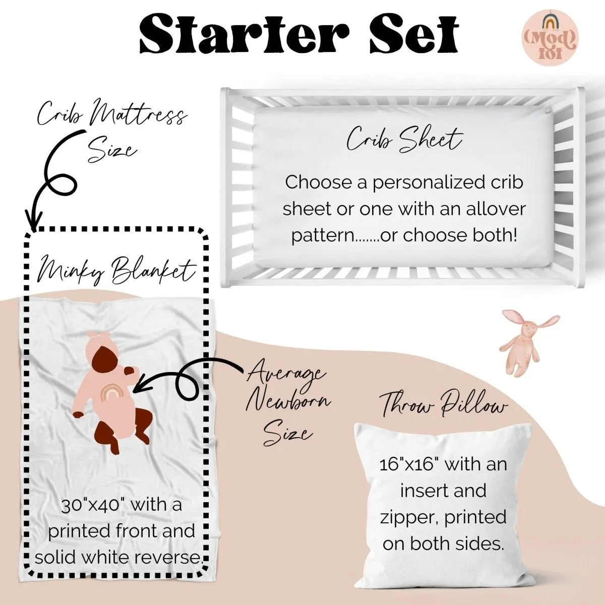Soft Boho Floral Nursery Starter Crib Bedding Set