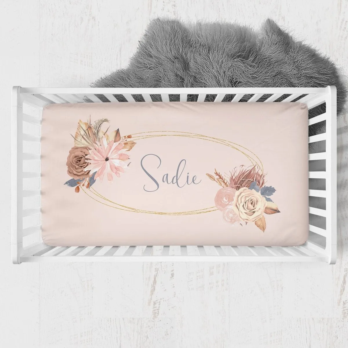Soft Boho Floral Nursery Starter Crib Bedding Set