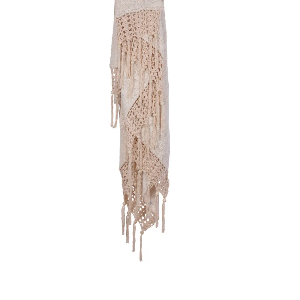 Throw Natural Marina Jute Cotton With Crochet