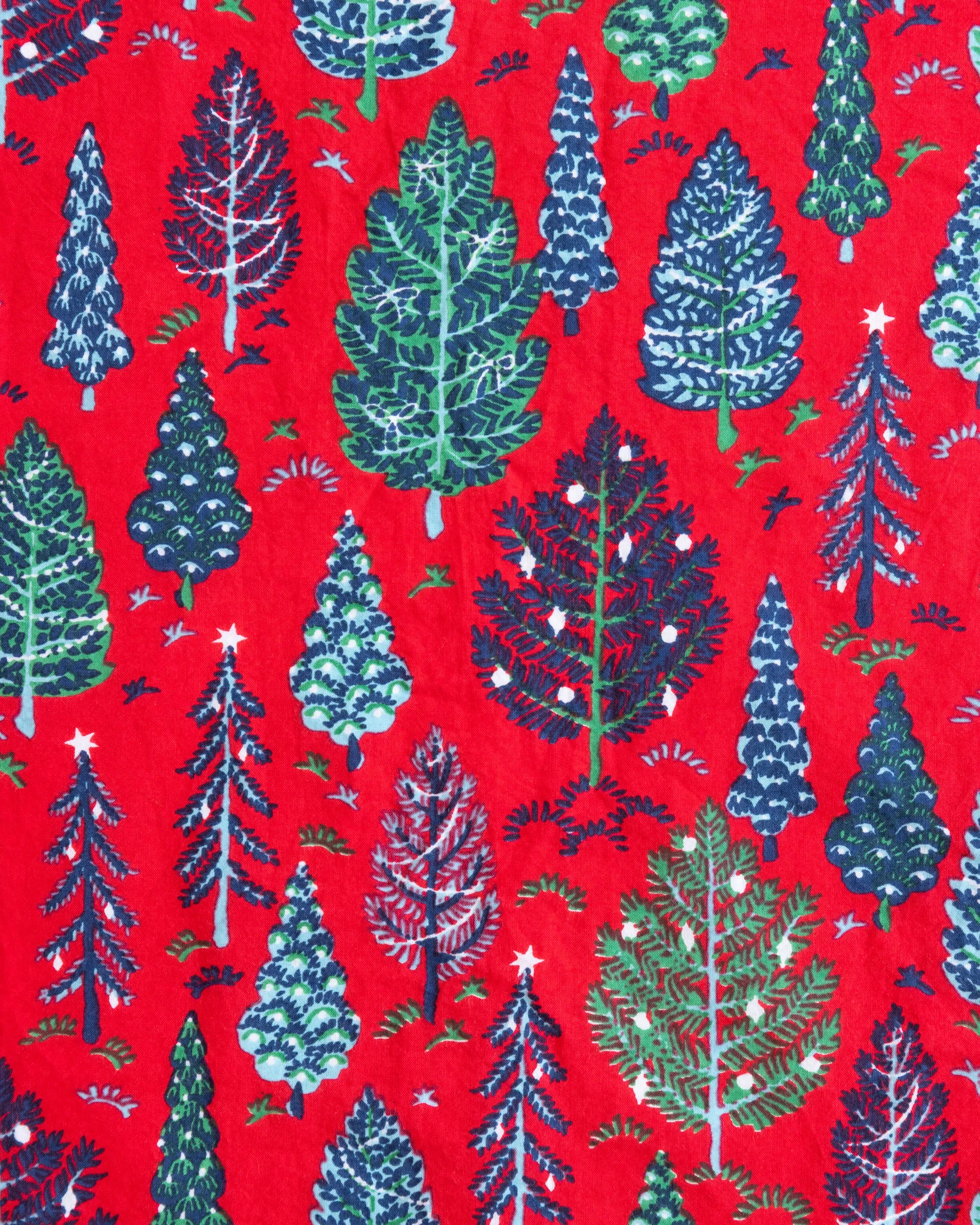 Twinkling Trees - Men's Lightweight Flannel Long PJ Set - Ruby