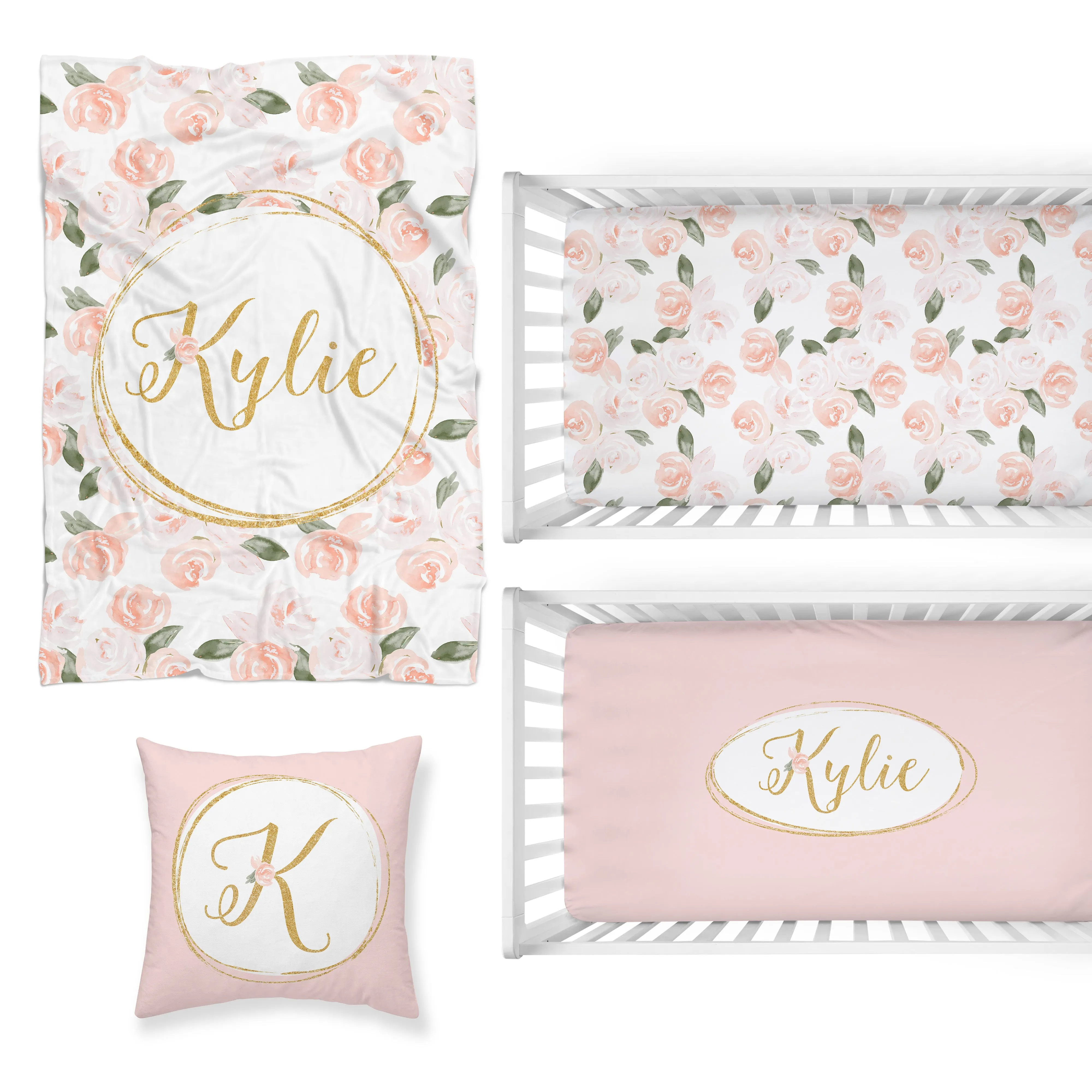 Watercolor Floral Nursery Starter Crib Bedding Set