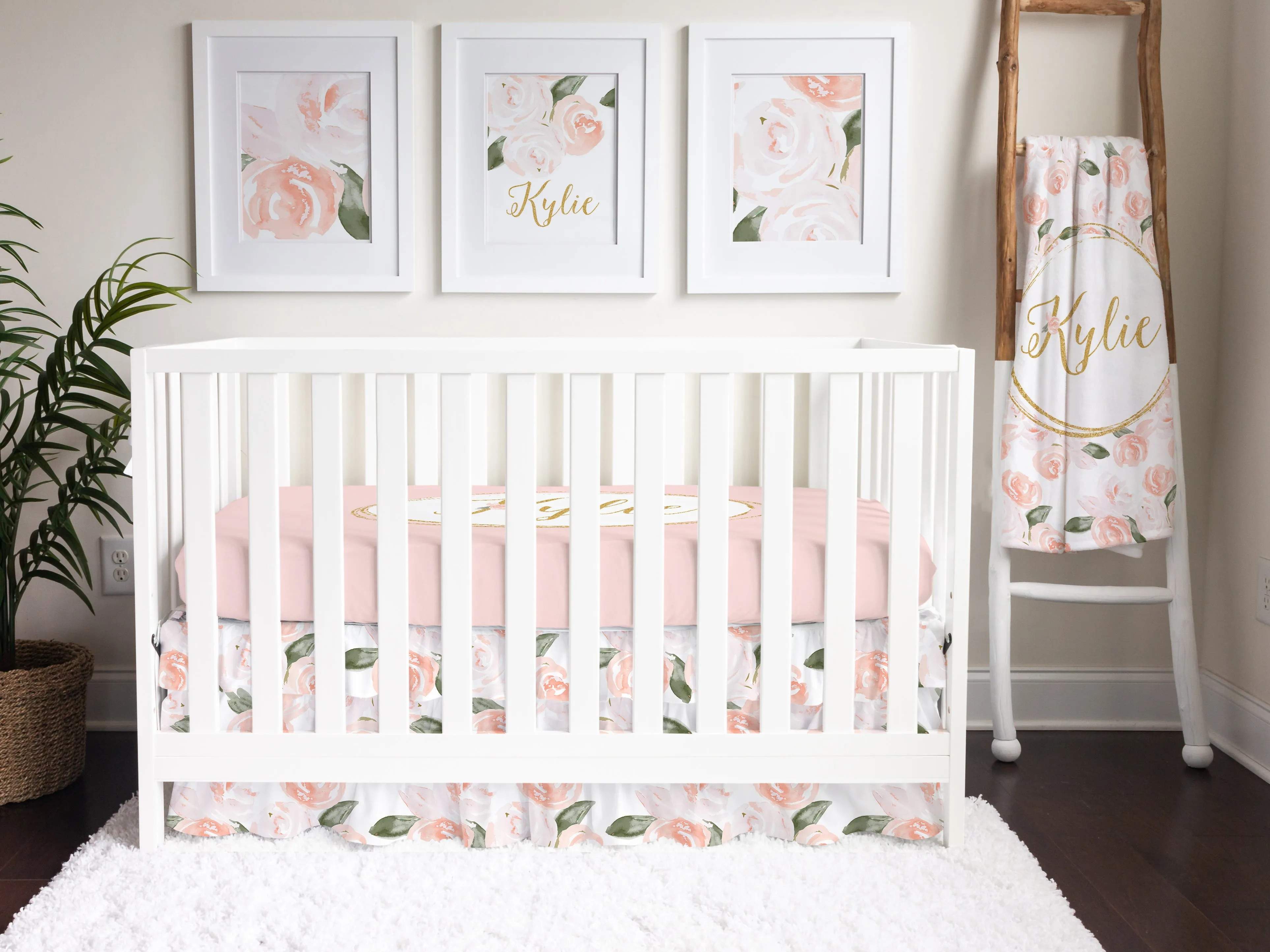 Watercolor Floral Nursery Starter Crib Bedding Set