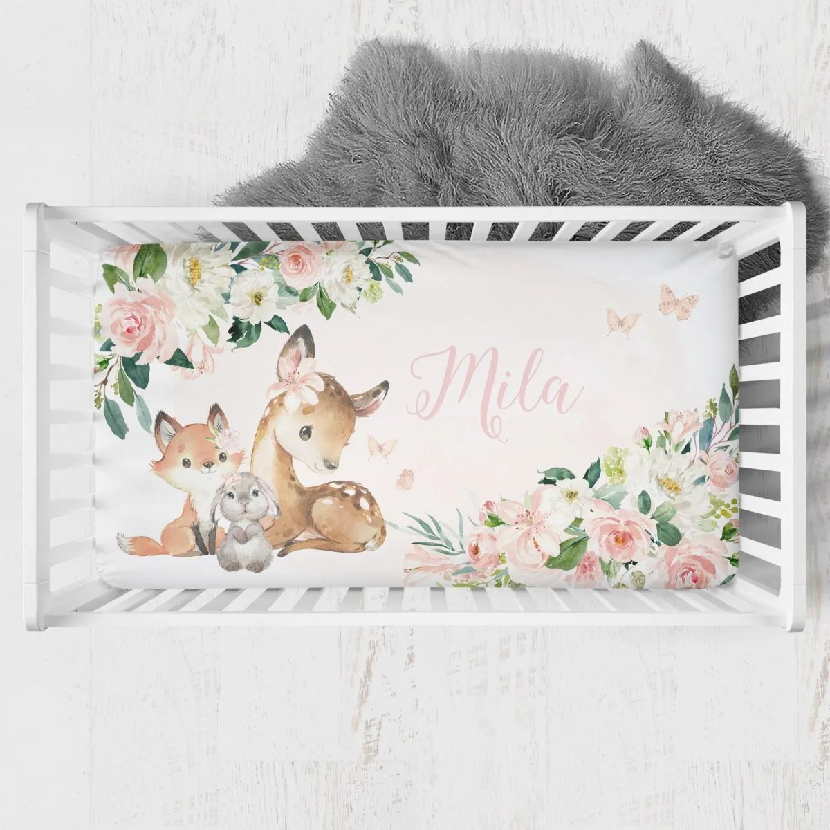Woodland Meadows Floral Nursery Starter Crib Bedding Set