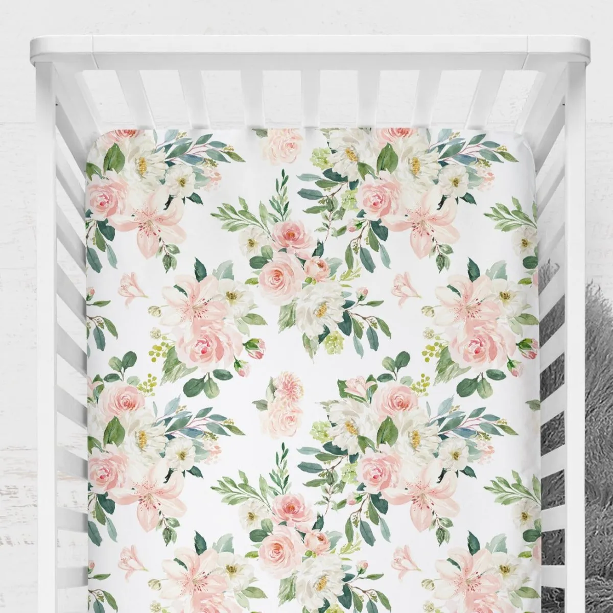 Woodland Meadows Floral Nursery Starter Crib Bedding Set