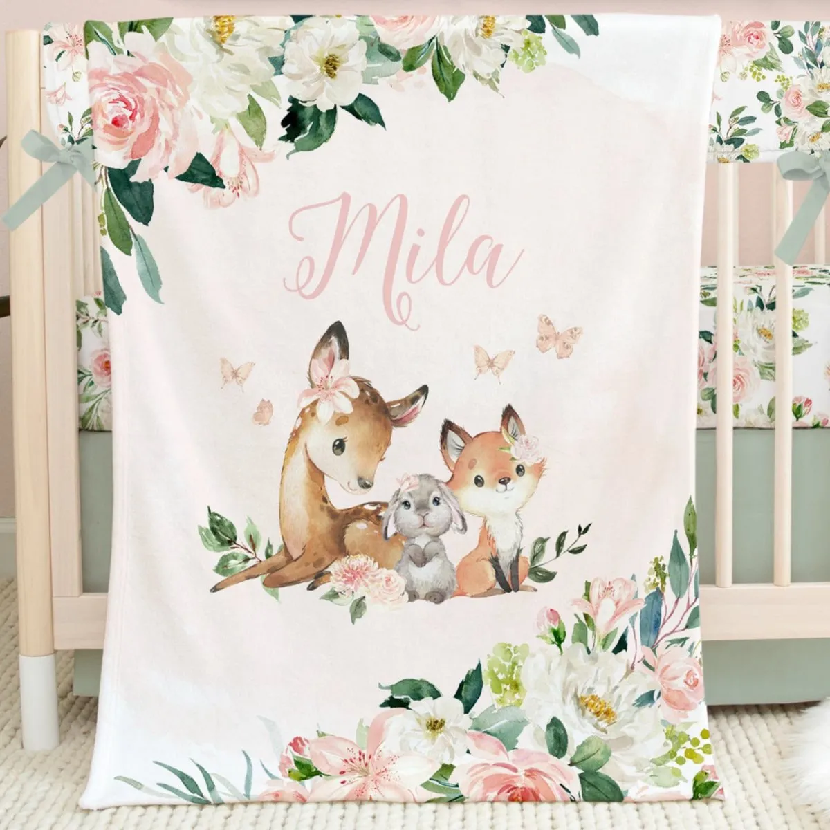 Woodland Meadows Floral Nursery Starter Crib Bedding Set